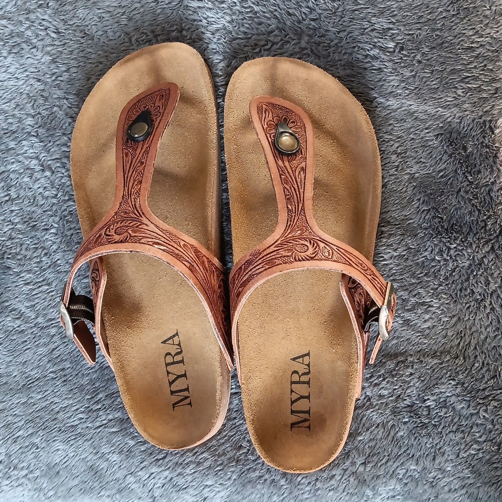 Myra Hand Tooled Sandals